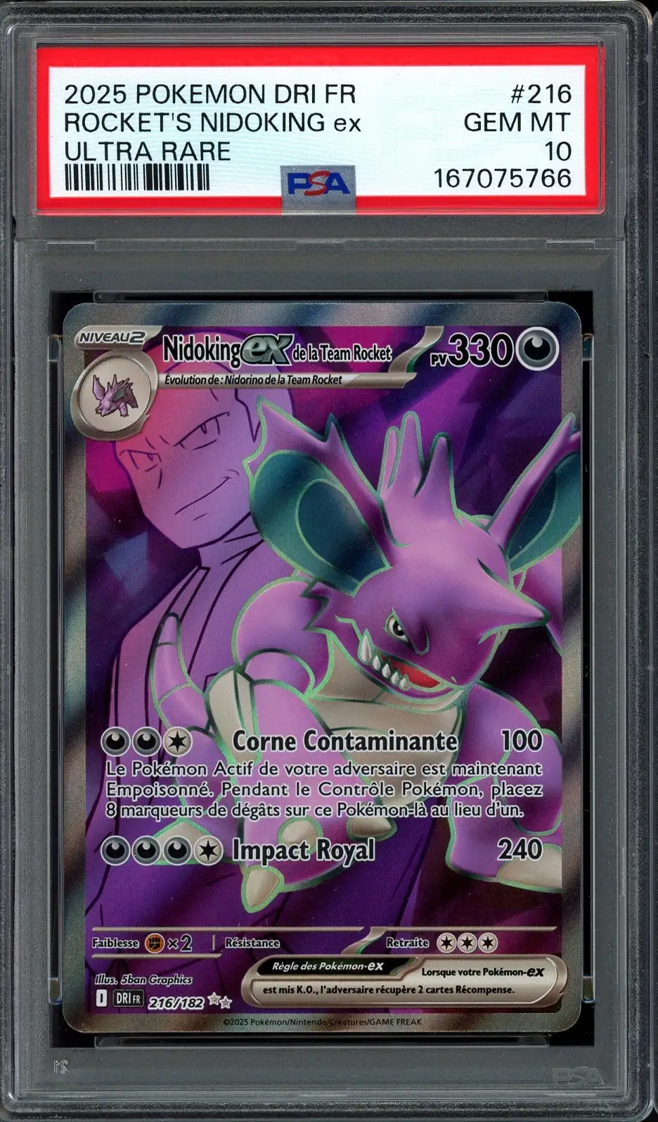 PSA 10 Nidoking Ex de la Team Rocket