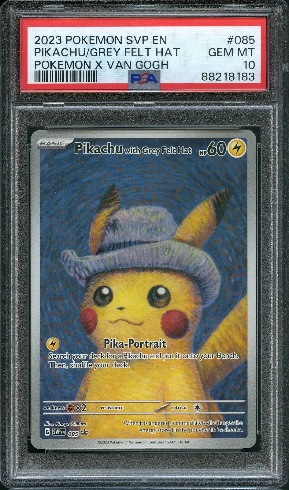 PSA 9 Pikachu with Grey Felt Hat