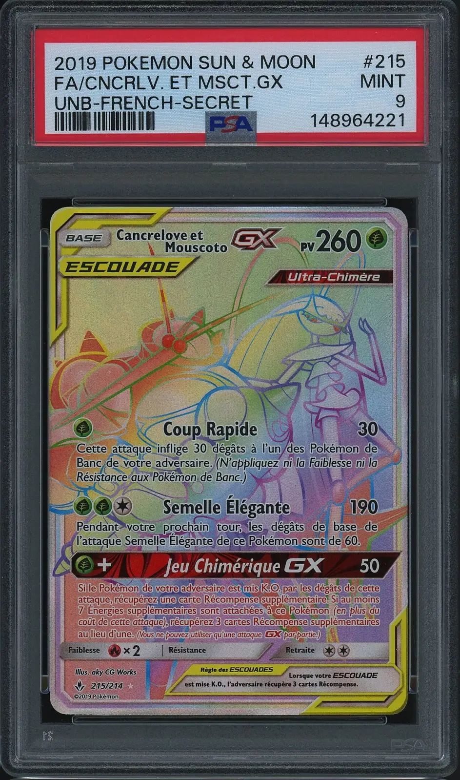 PSA 9 Cancrelove et Mouscoto Gx Rainbow