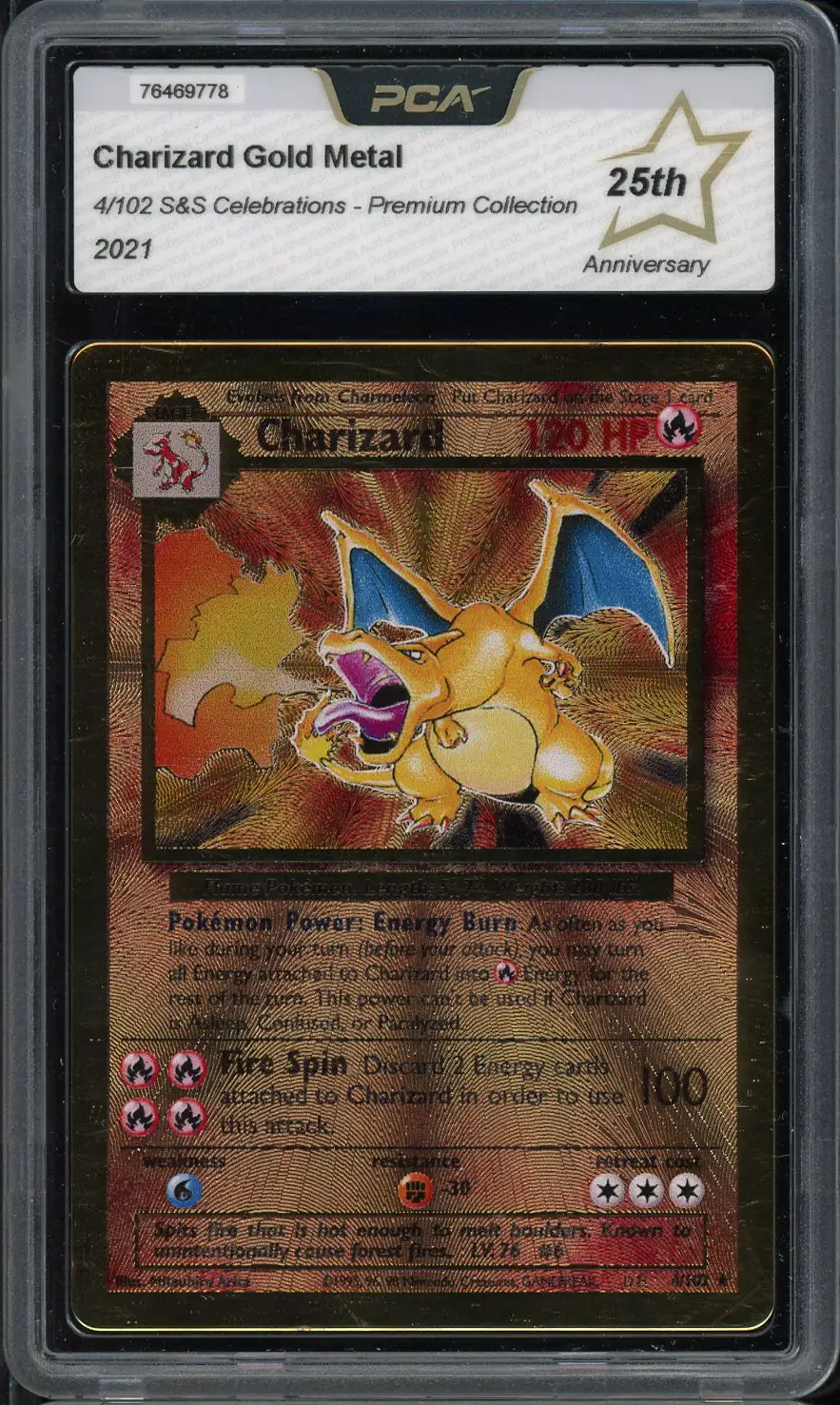 PCA 25th Charizard Gold Metal
