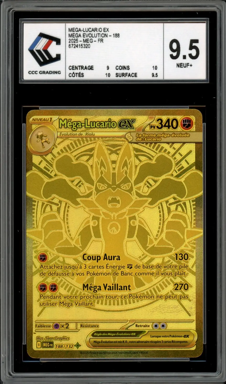 CCC 9.5 Méga-Lucario Ex Gold