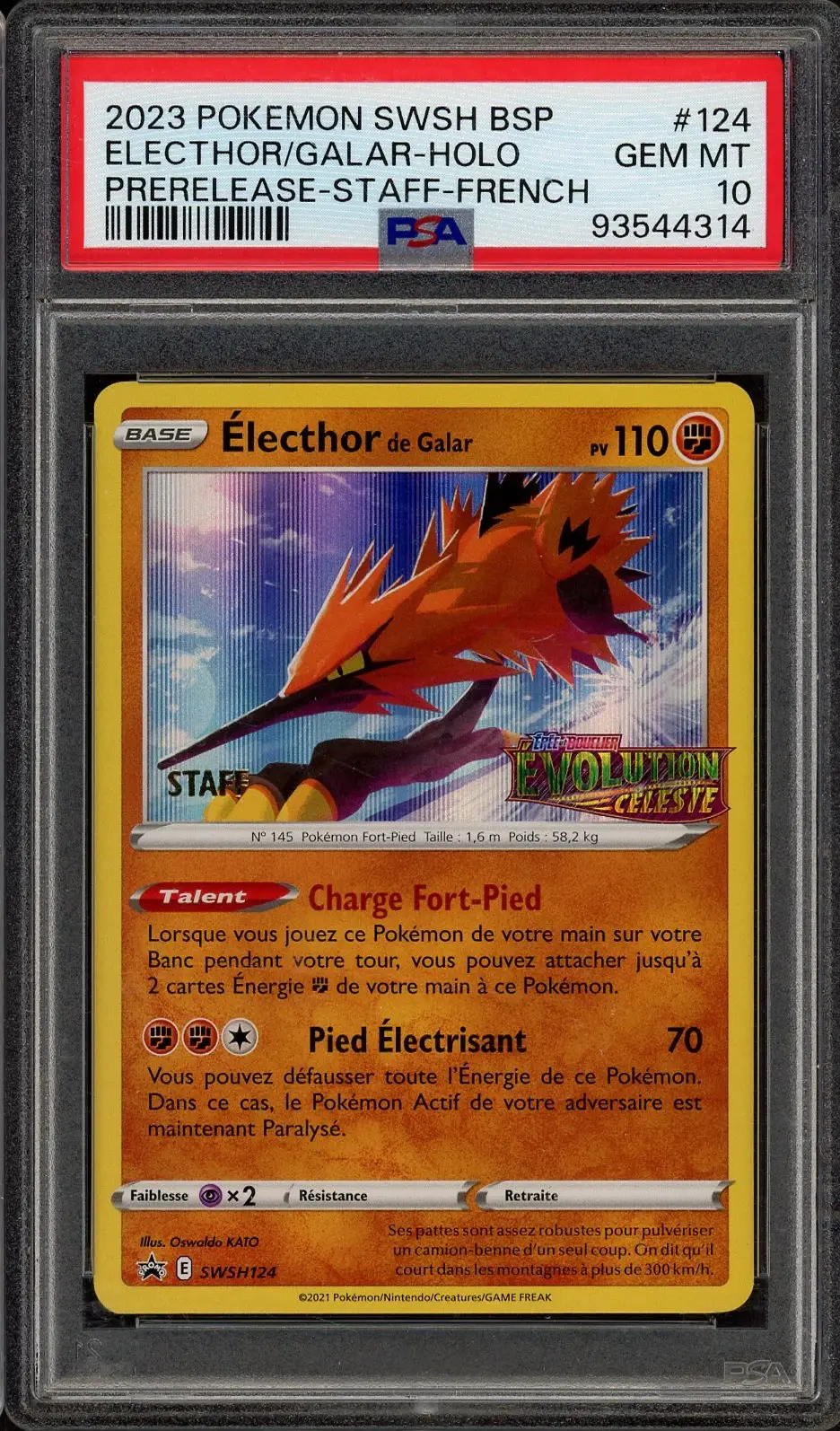 PSA 10 Electhor de Galar Prerelease Staff