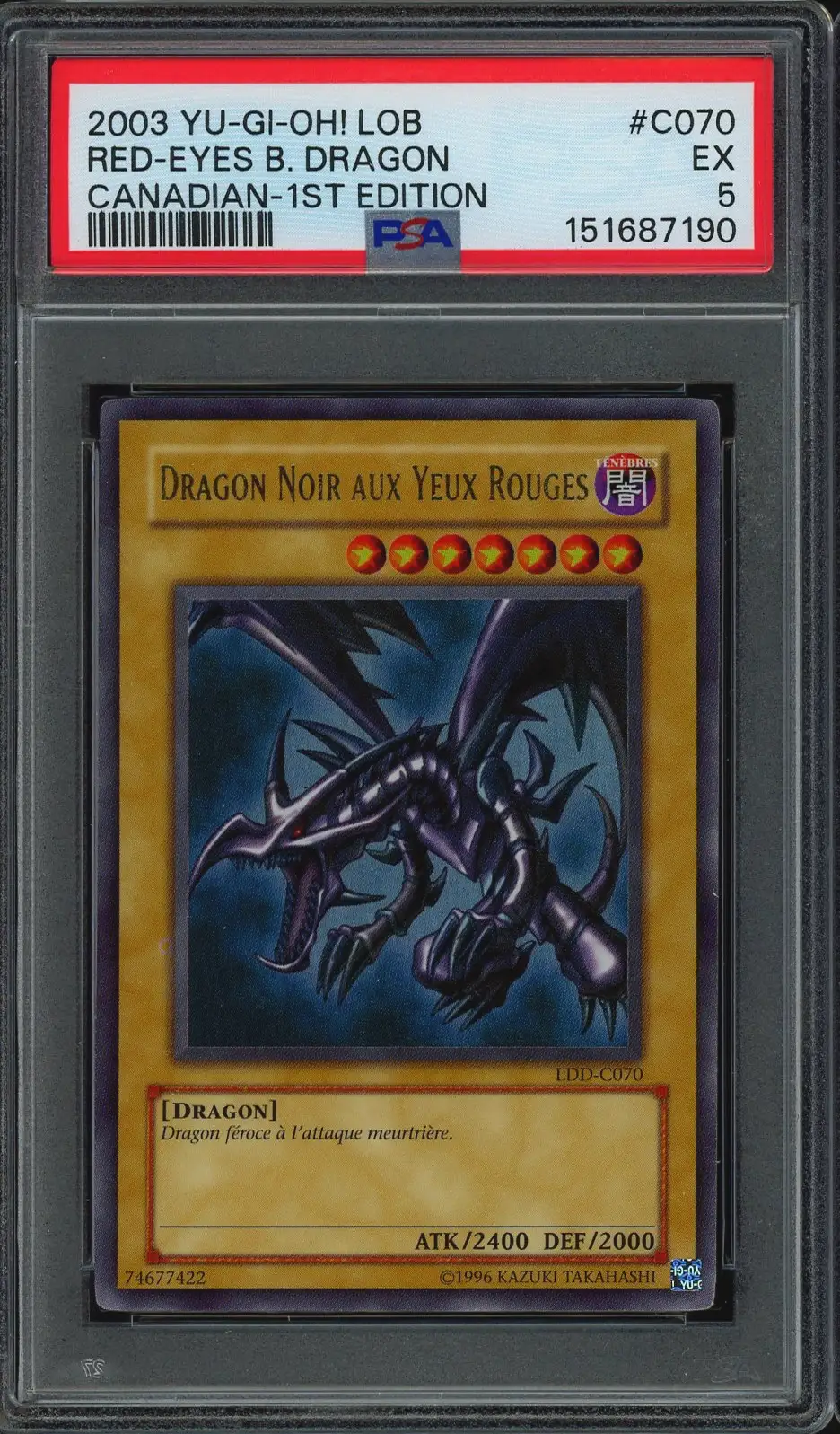 PSA 5 Dragon Noir aux Yeux Rouges