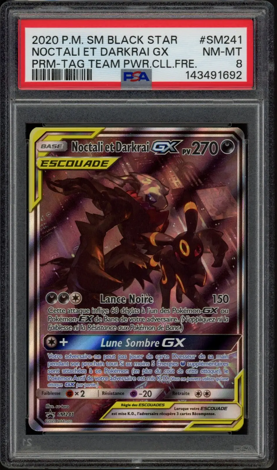 PSA 8 Noctali et Darkrai Gx