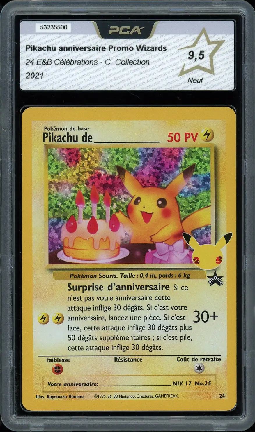 PCA 9.5 Pikachu de _____ Holo