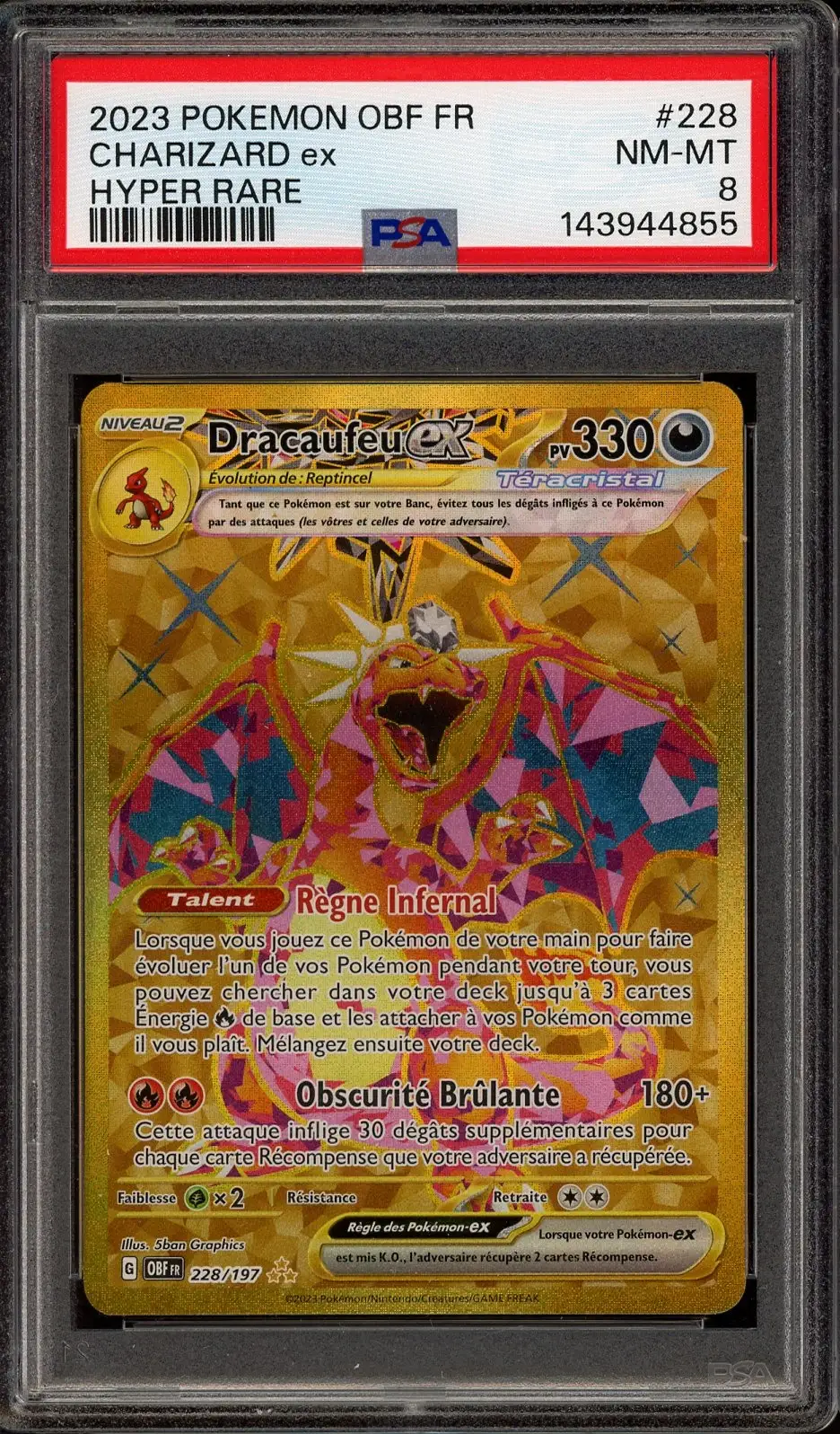 PSA 8 Dracaufeu Ex Gold
