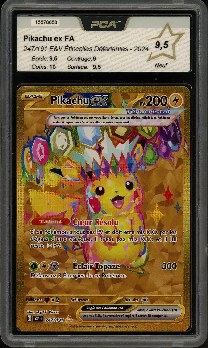 PCA 9.5 Pikachu Ex Gold