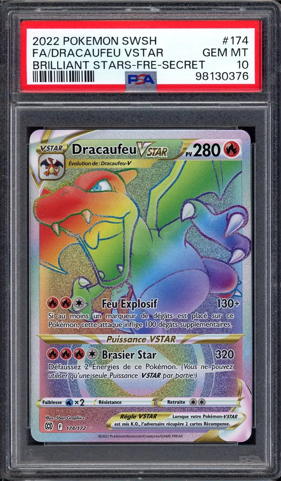 PSA 10 Dracaufeu VStar Rainbow