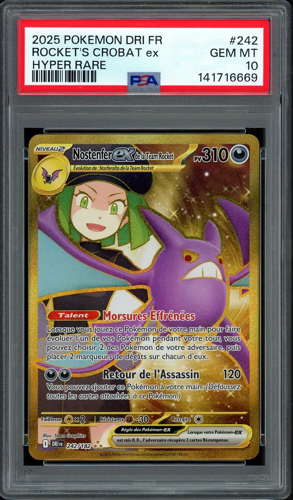 PSA 10 Nostenfer Ex de la Team Rocket Gold