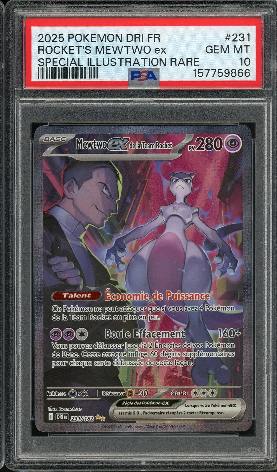 PSA 10 Mewtwo Ex de la Team Rocket