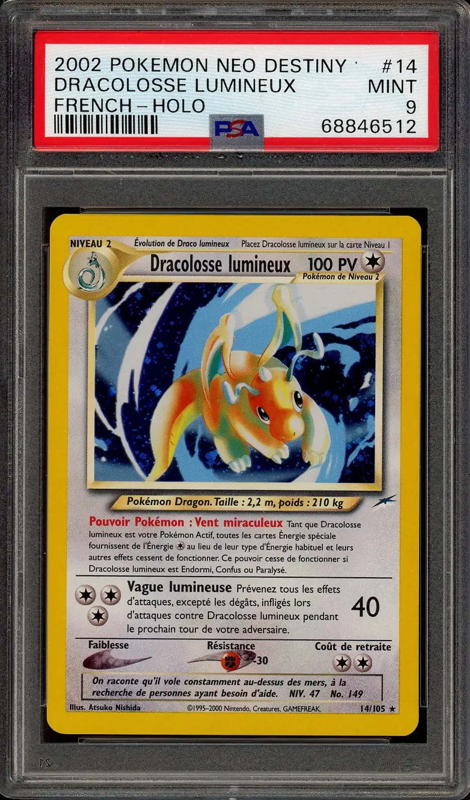 PSA 9 Dracolosse Lumineux