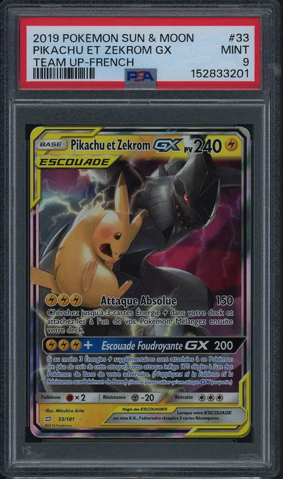 PSA 10 Pikachu et Zekrom Gx