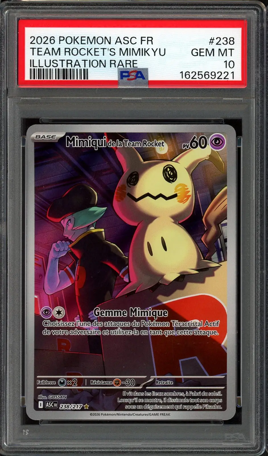 PSA 10 Mimiqui de la Team Rocket