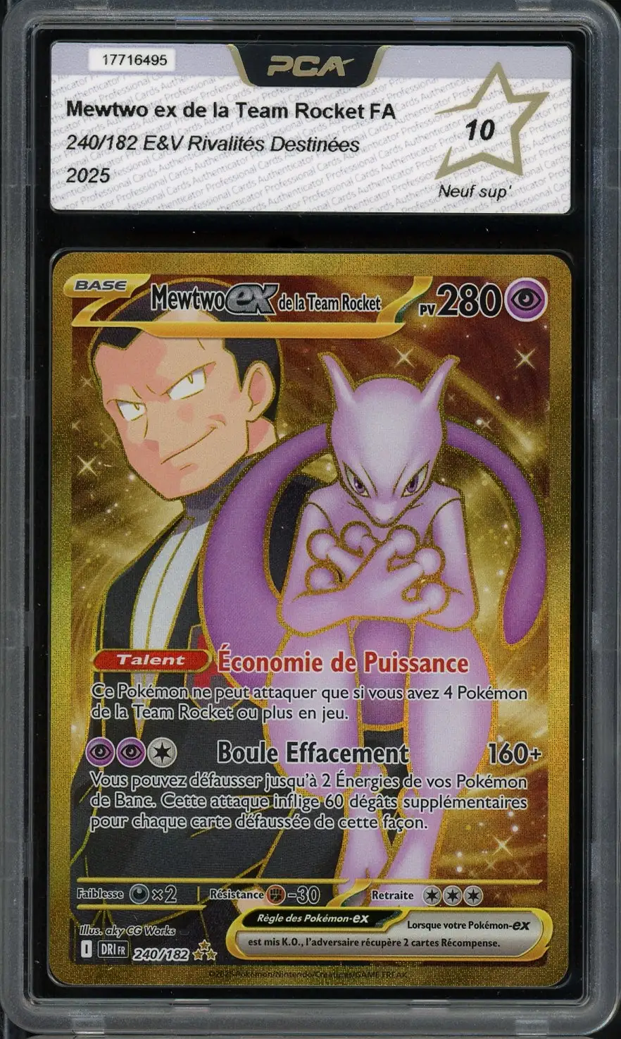 PCA 10 Mewtwo Ex de la Team Rocket Gold