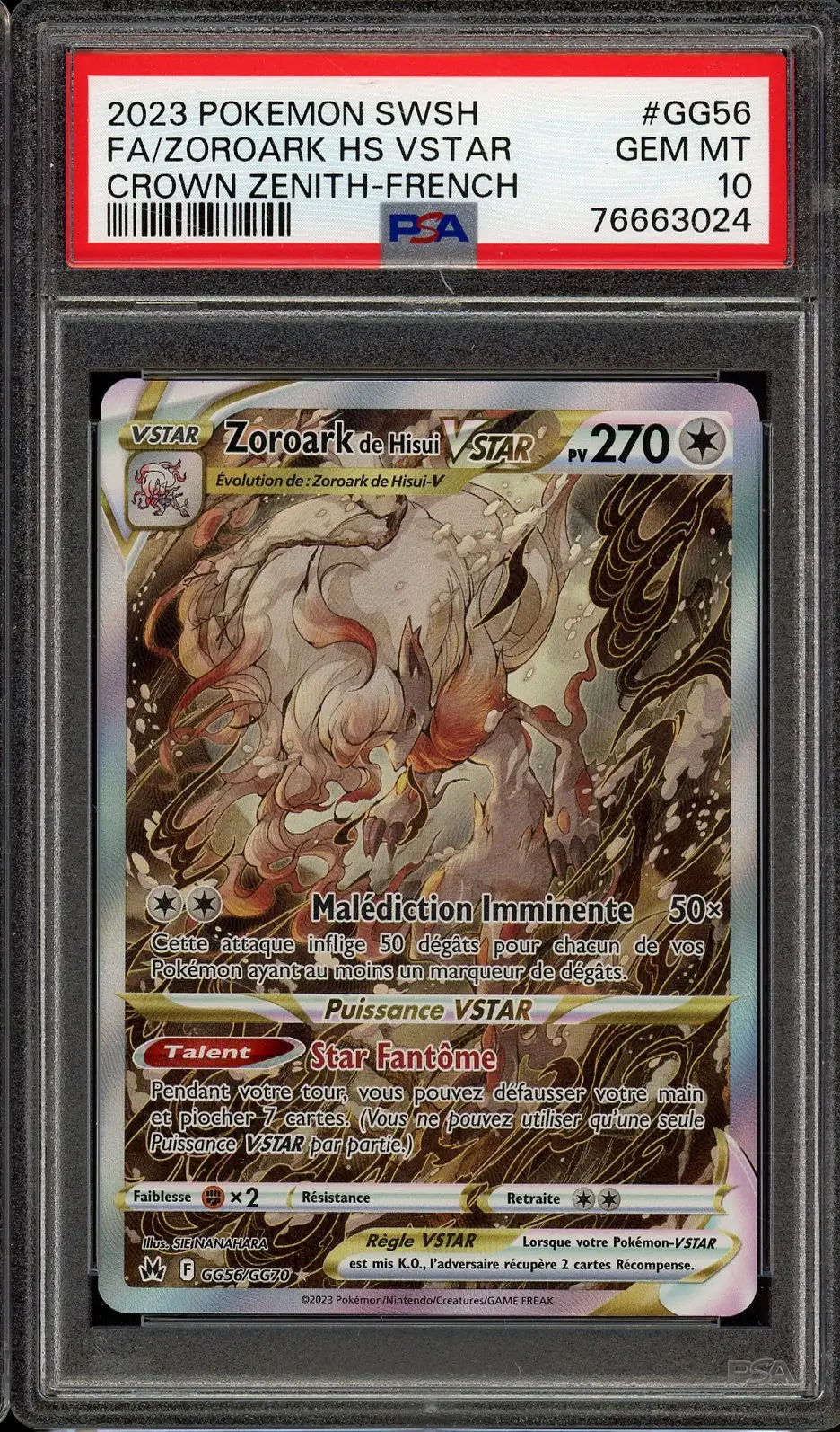 PSA 10 Zoroark de Hisui VStar