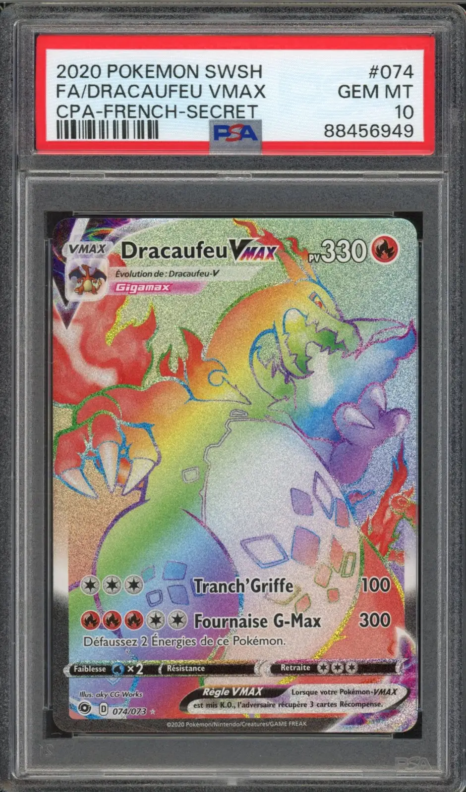 PSA 10 Dracaufeu VMax Rainbow