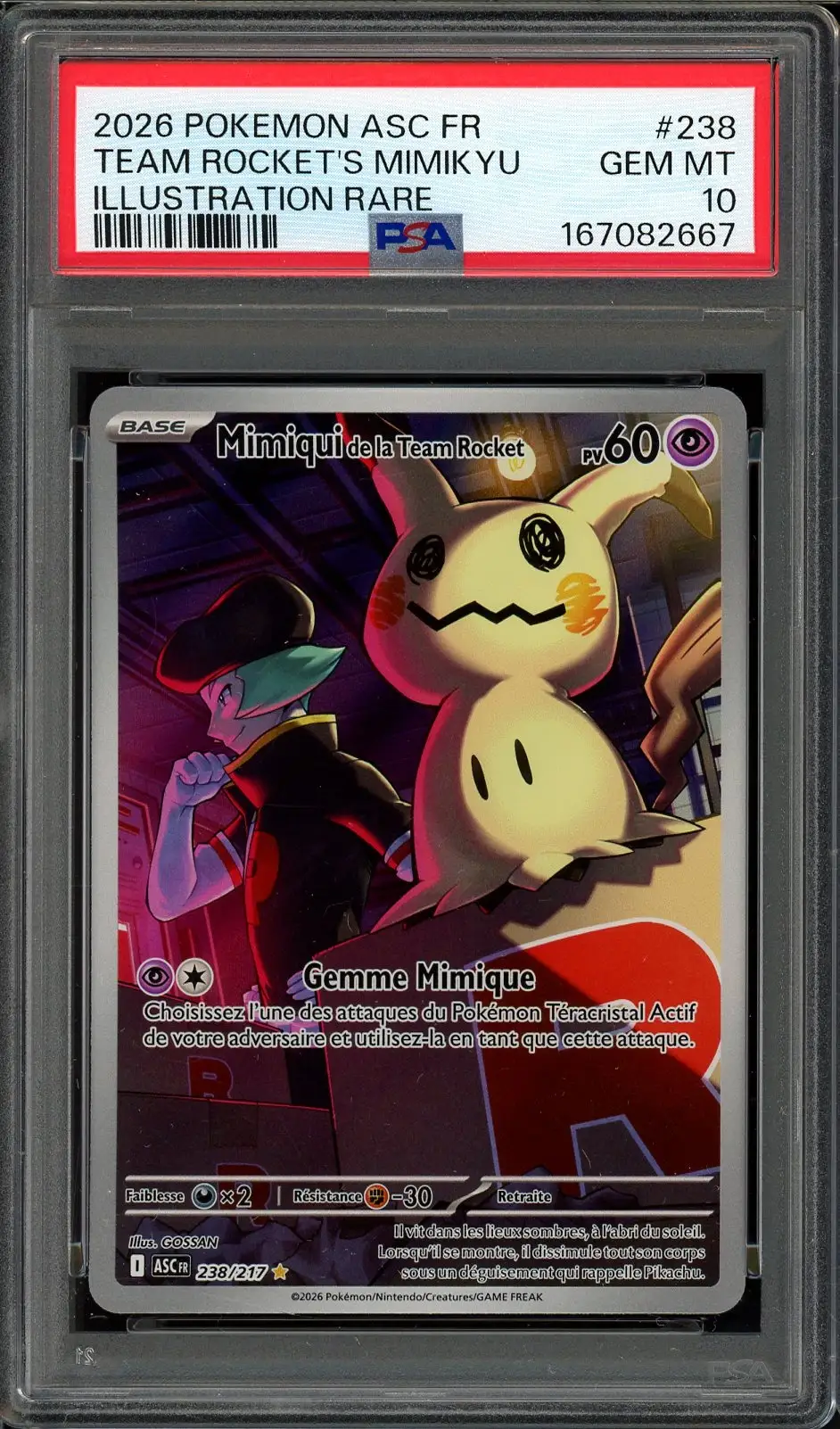 PSA 10 Mimiqui de la Team Rocket