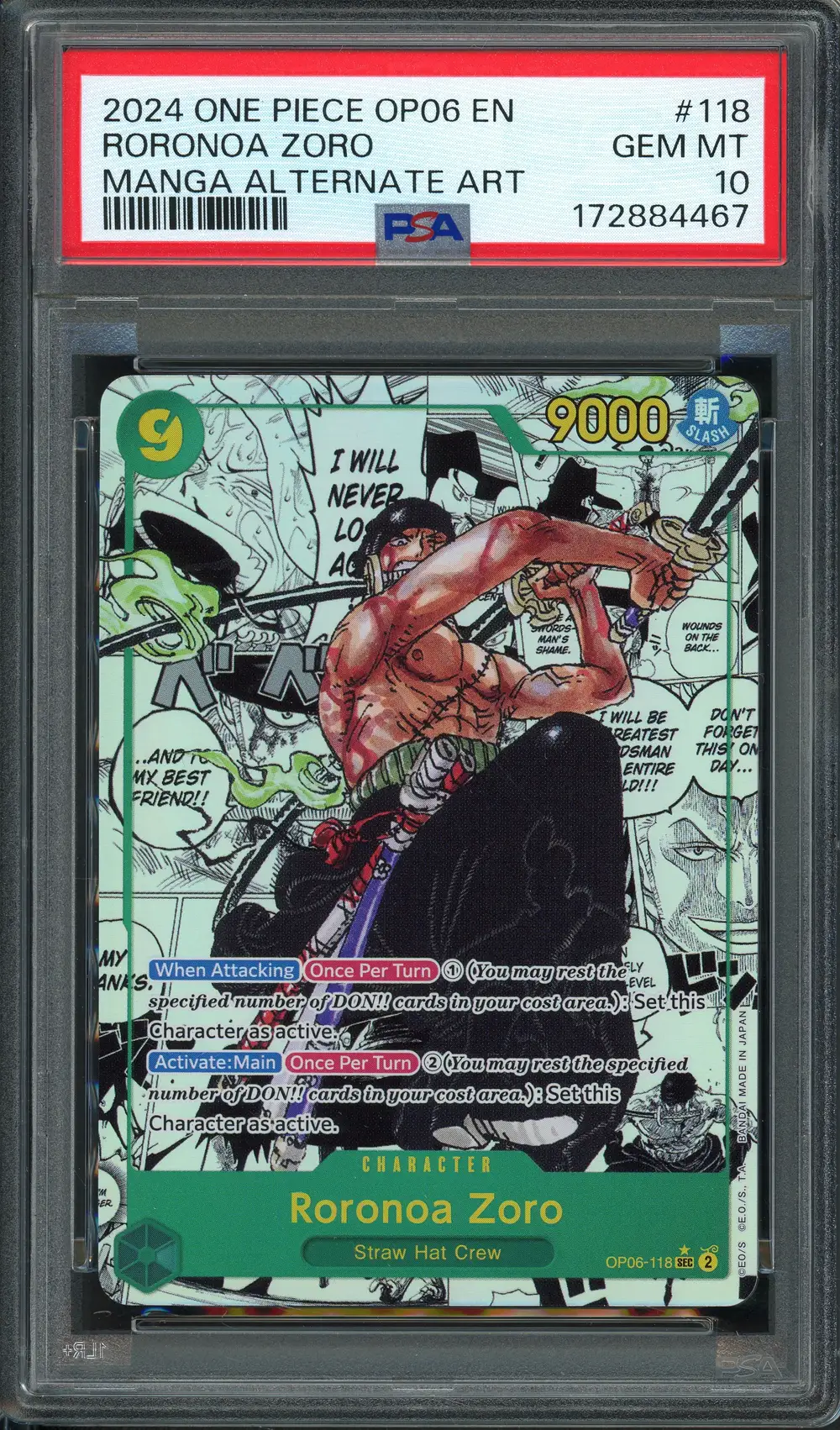 PSA 10 Roronoa Zoro Manga