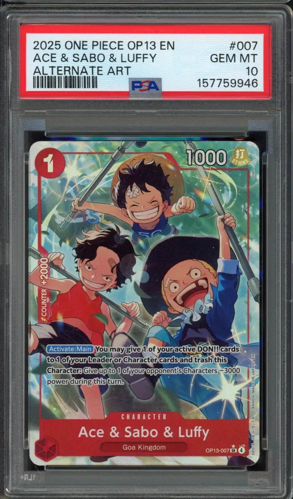 PSA 10 Ace, Sabo et Luffy