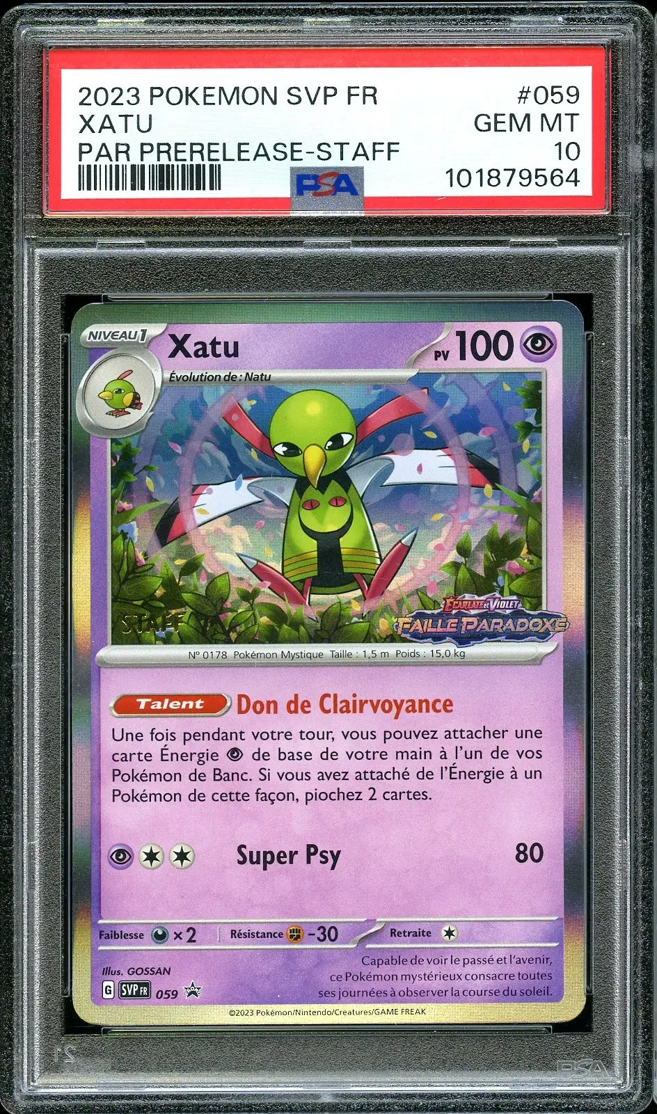 PSA 10 Xatu Prerelease Staff