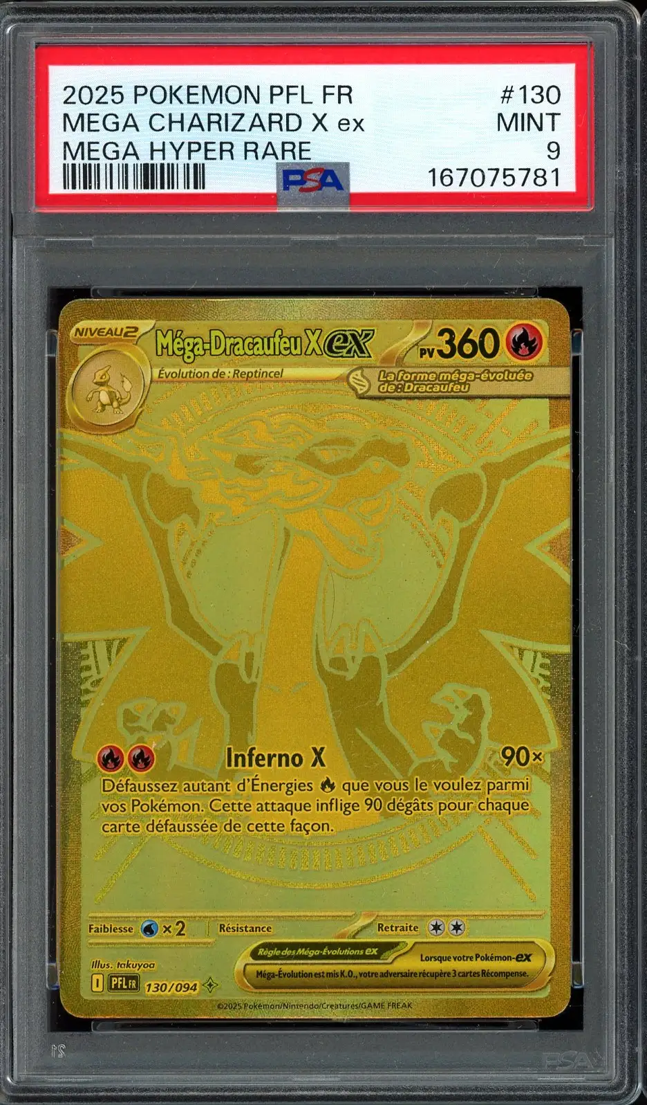 PSA 9 Méga-Dracaufeu X Ex Gold