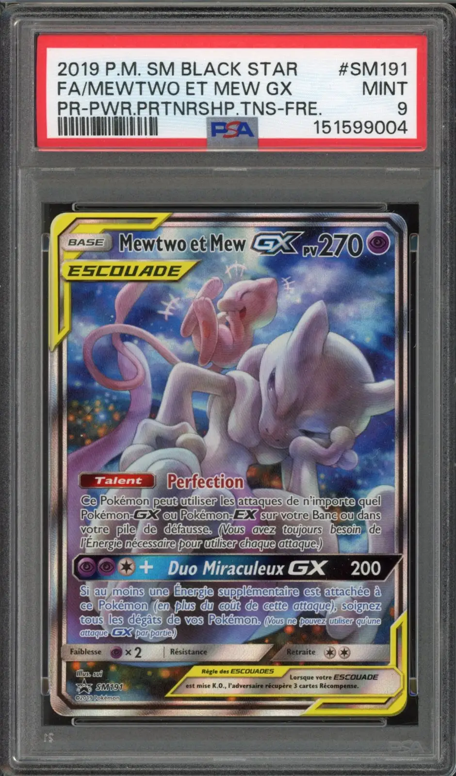 PSA 9 Mewtwo et Mew Gx