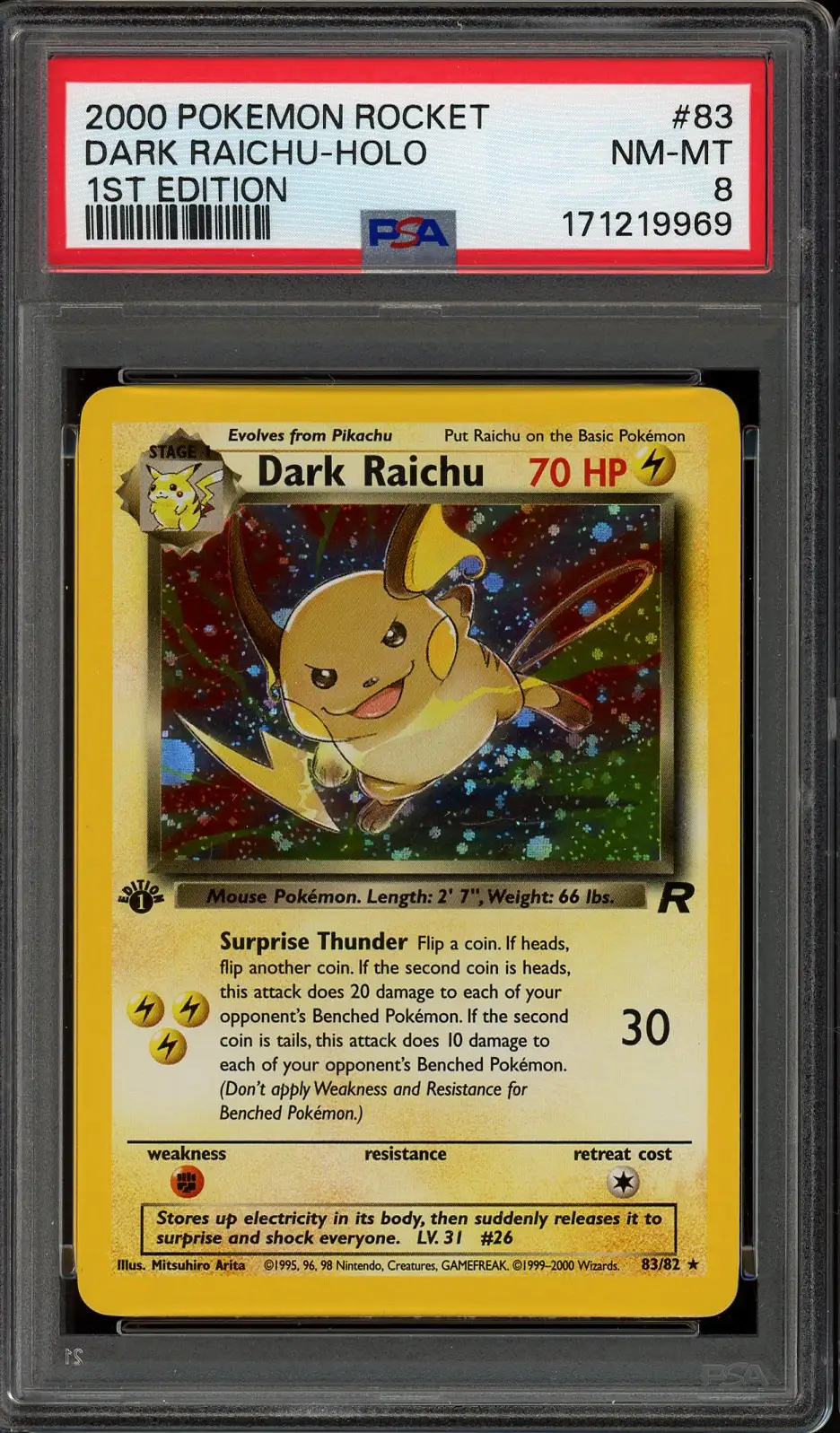 PSA 8 Dark Raichu Holo