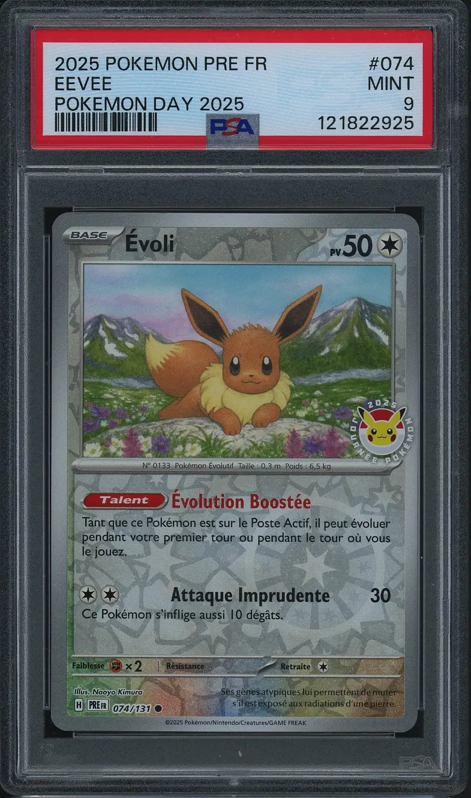 PSA 9 Evoli Reverse Pokemon Day Stamp