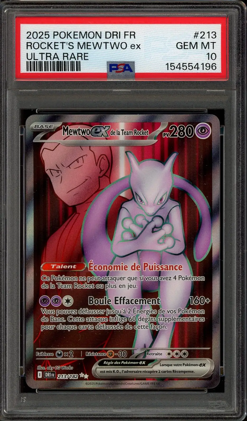 PSA 10 Mewtwo Ex de la Team Rocket
