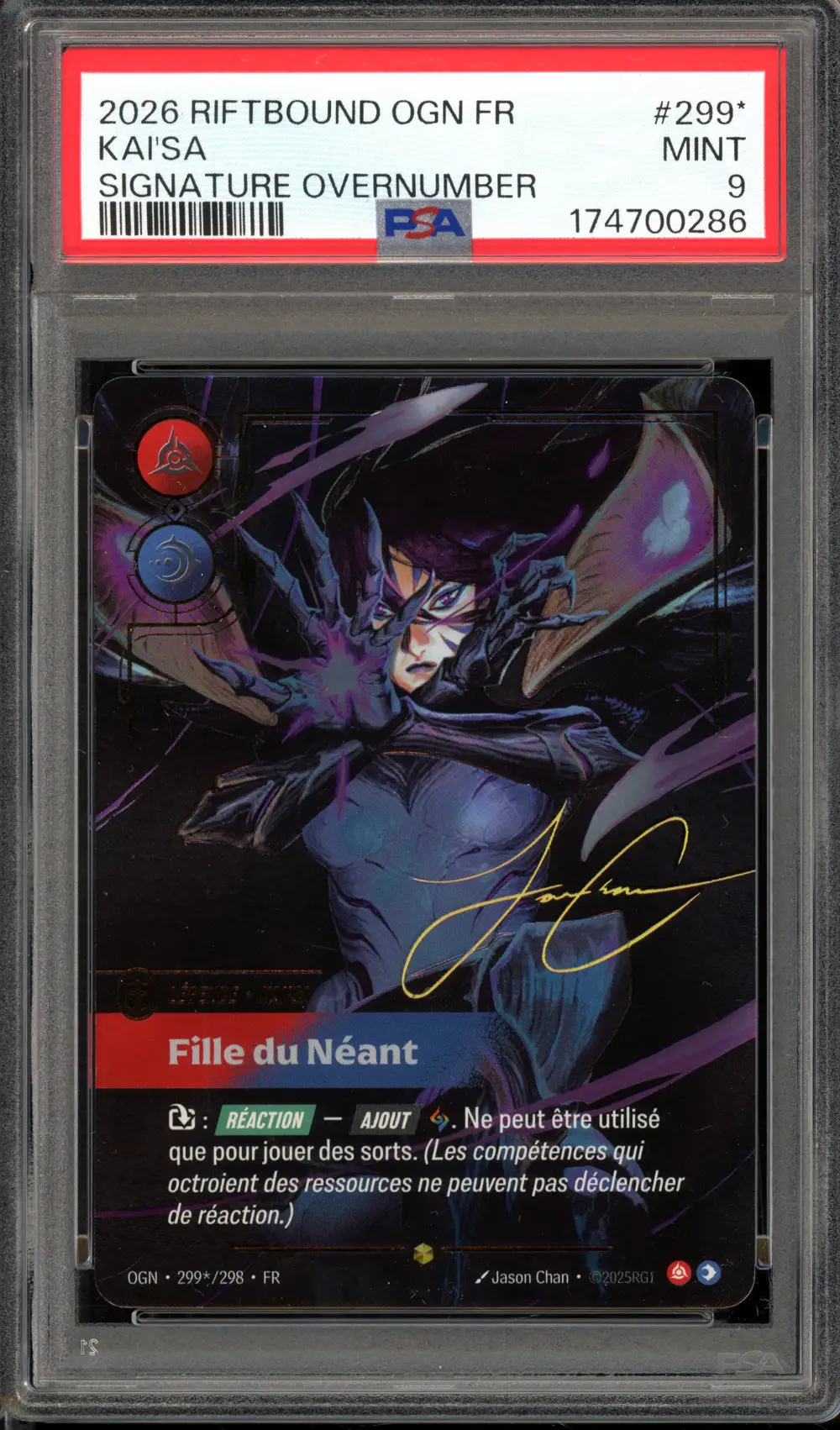 PSA 9 Kai'sa Signature Overnumber