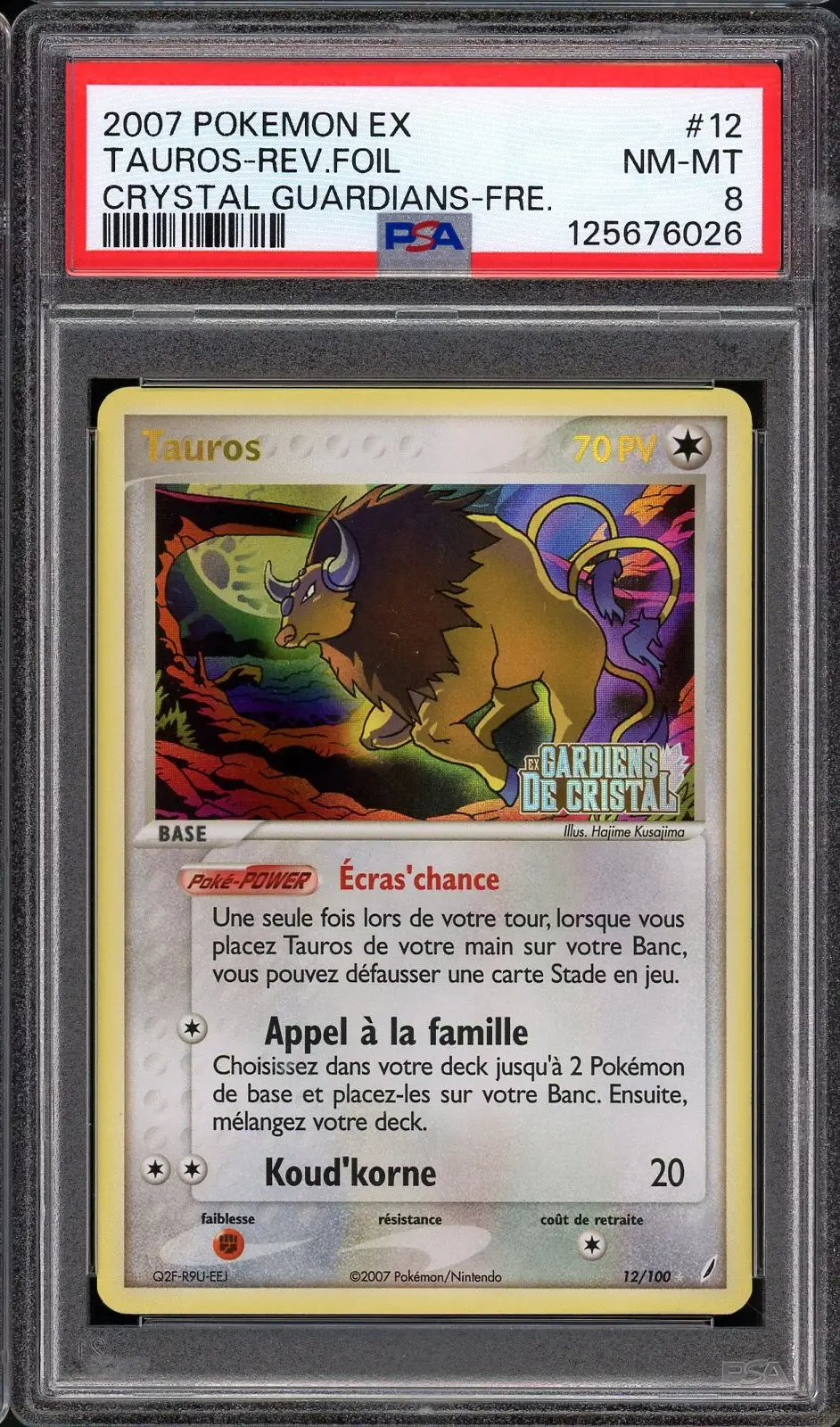 PSA 8 Tauros Holo Reverse