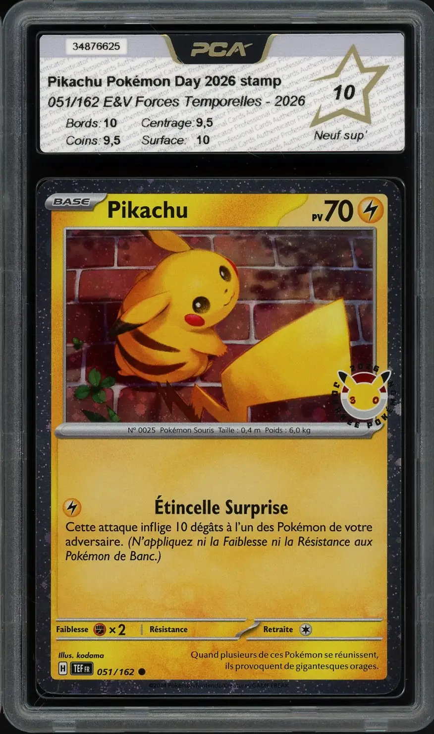 PCA 10 Pikachu Holo Pokémon Day 2026 Stamp