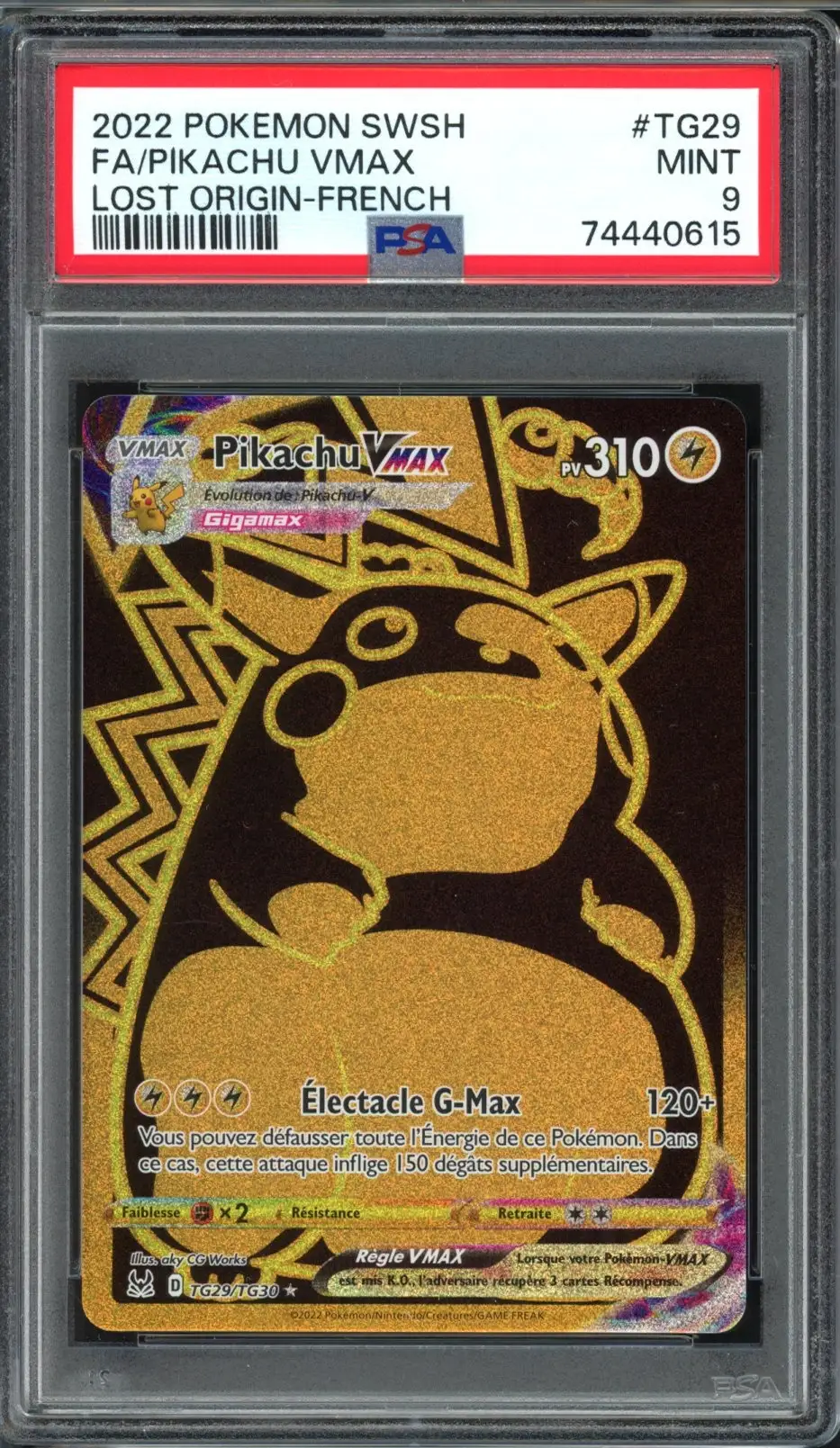 PSA 9 Pikachu VMax Gold