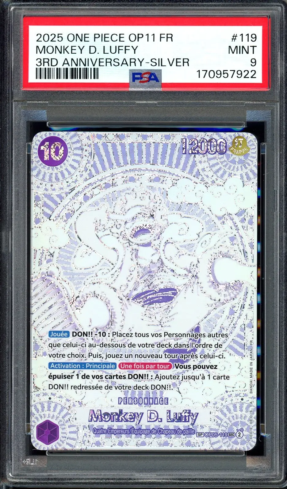 PSA 9 Monkey D. Luffy Silver Version
