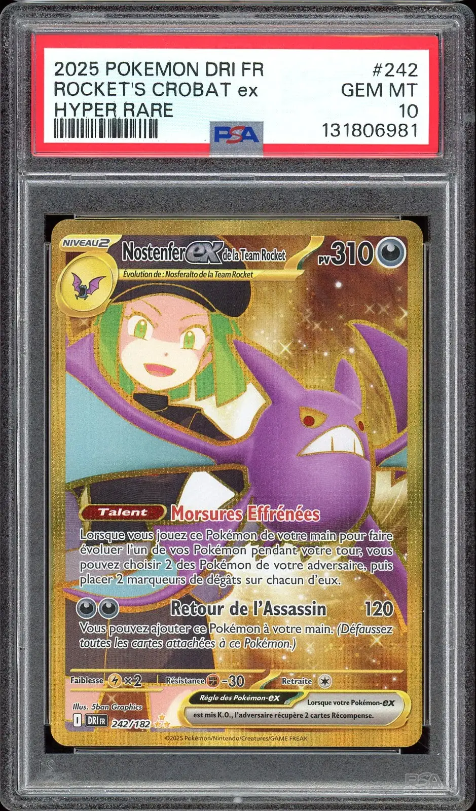 PSA 10 Nostenfer Ex de la Team Rocket Gold