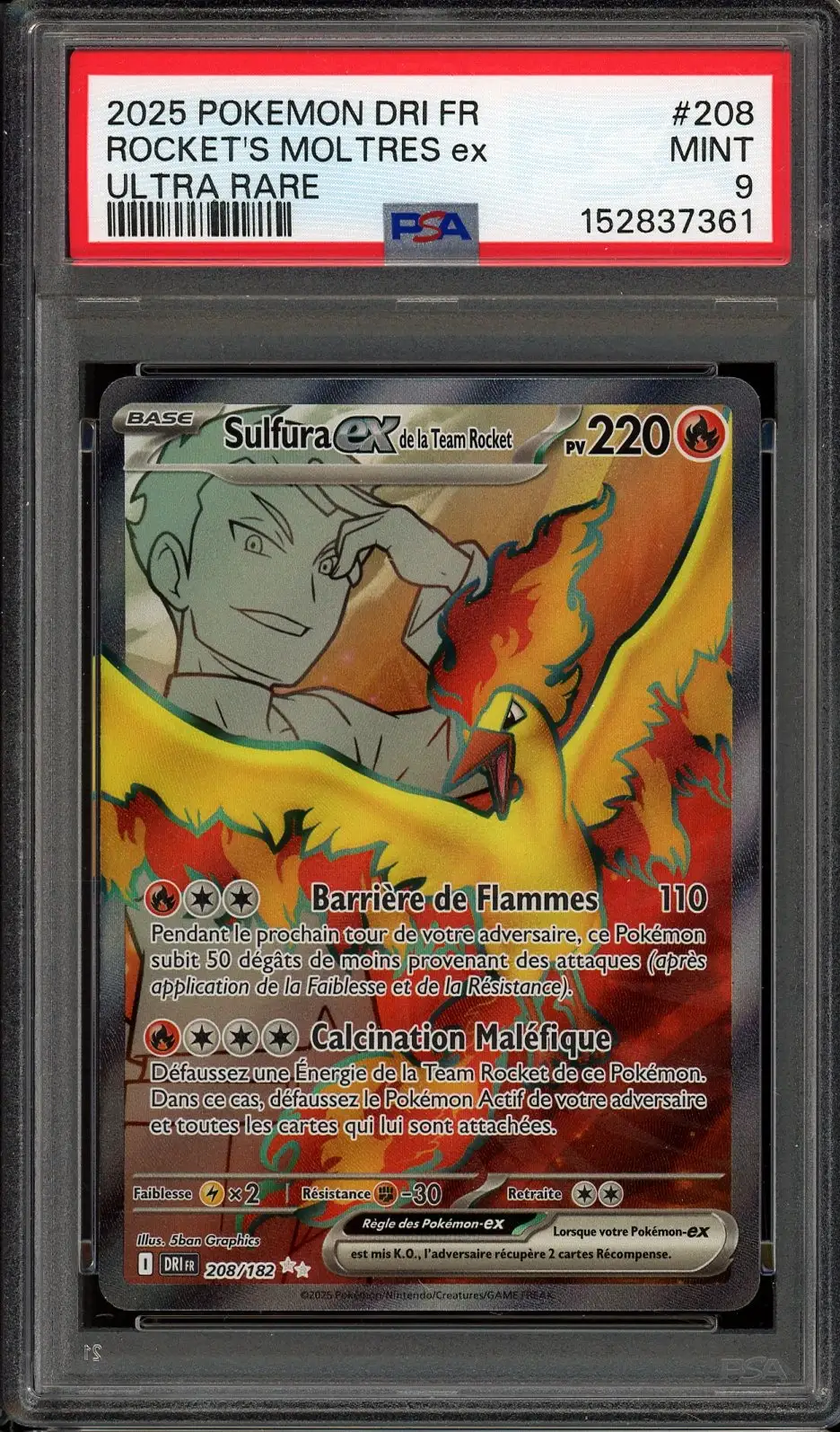 PSA 9 Sulfura Ex de la Team Rocket