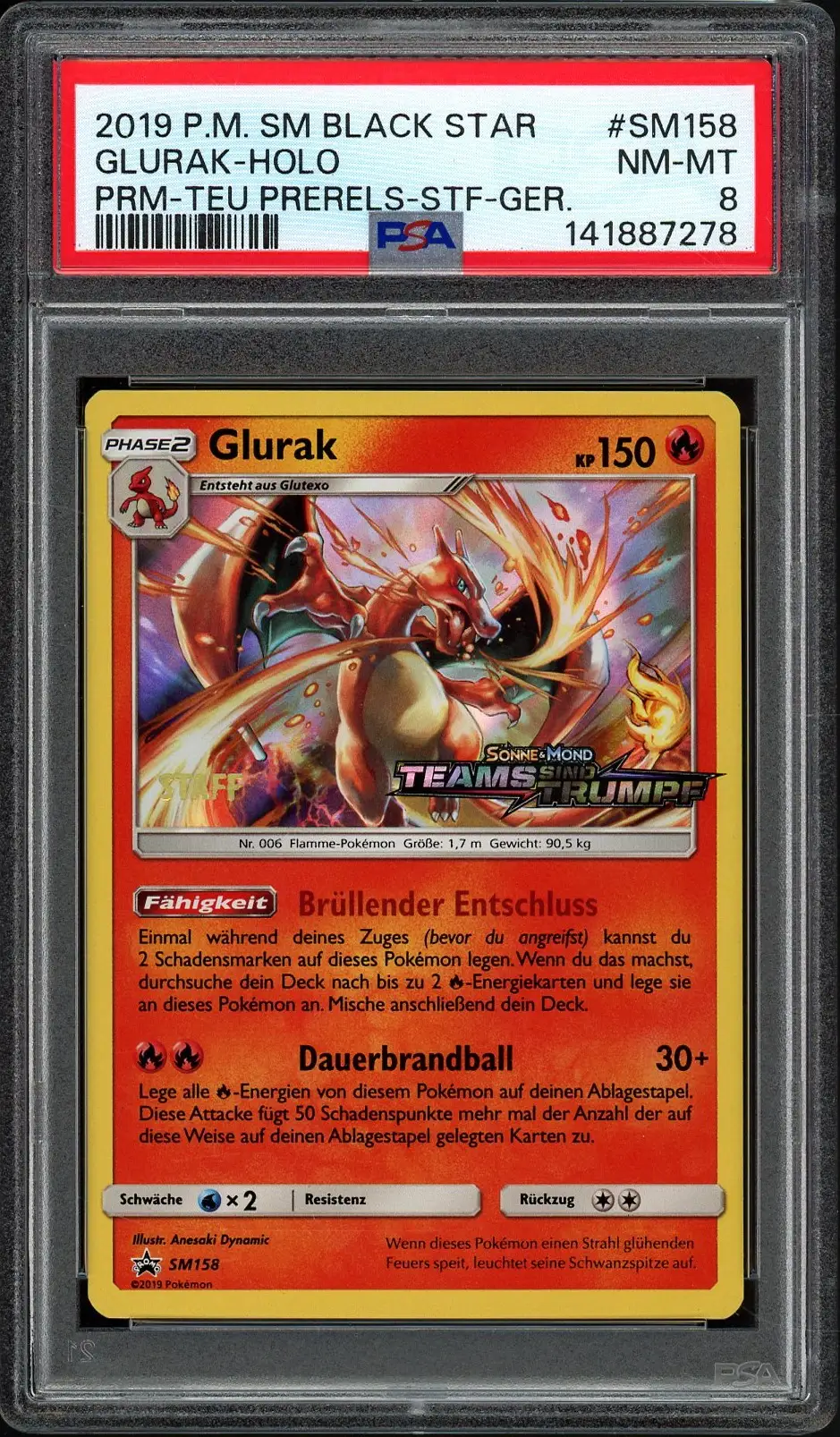 PSA 8 Glurak Holo Prerelease Staff