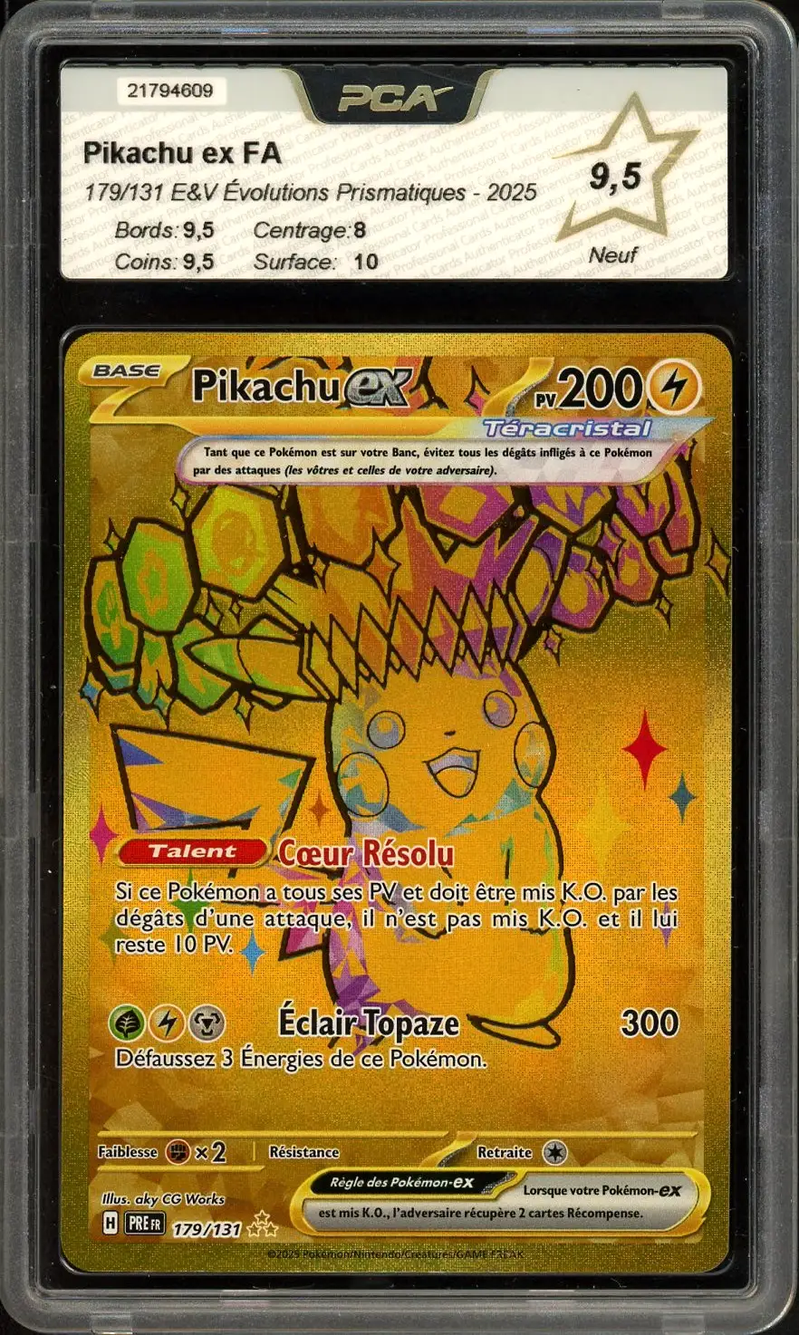 PCA 9.5 Pikachu Ex Gold