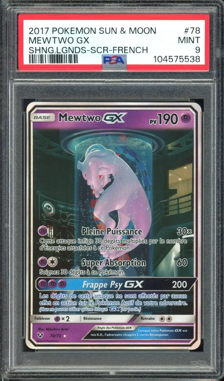 PSA 9 Mewtwo Gx