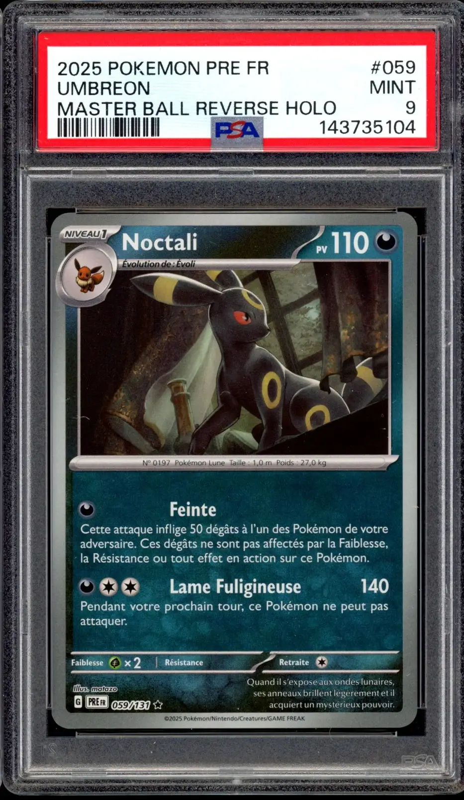 PSA 9 Noctali Reverse Masterball