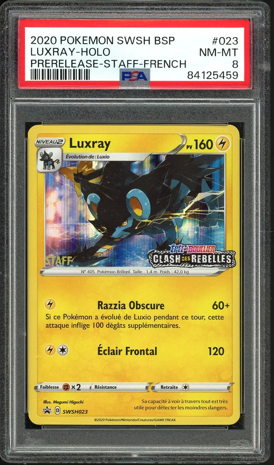 PSA 8 Luxray Holo Prerelease Staff