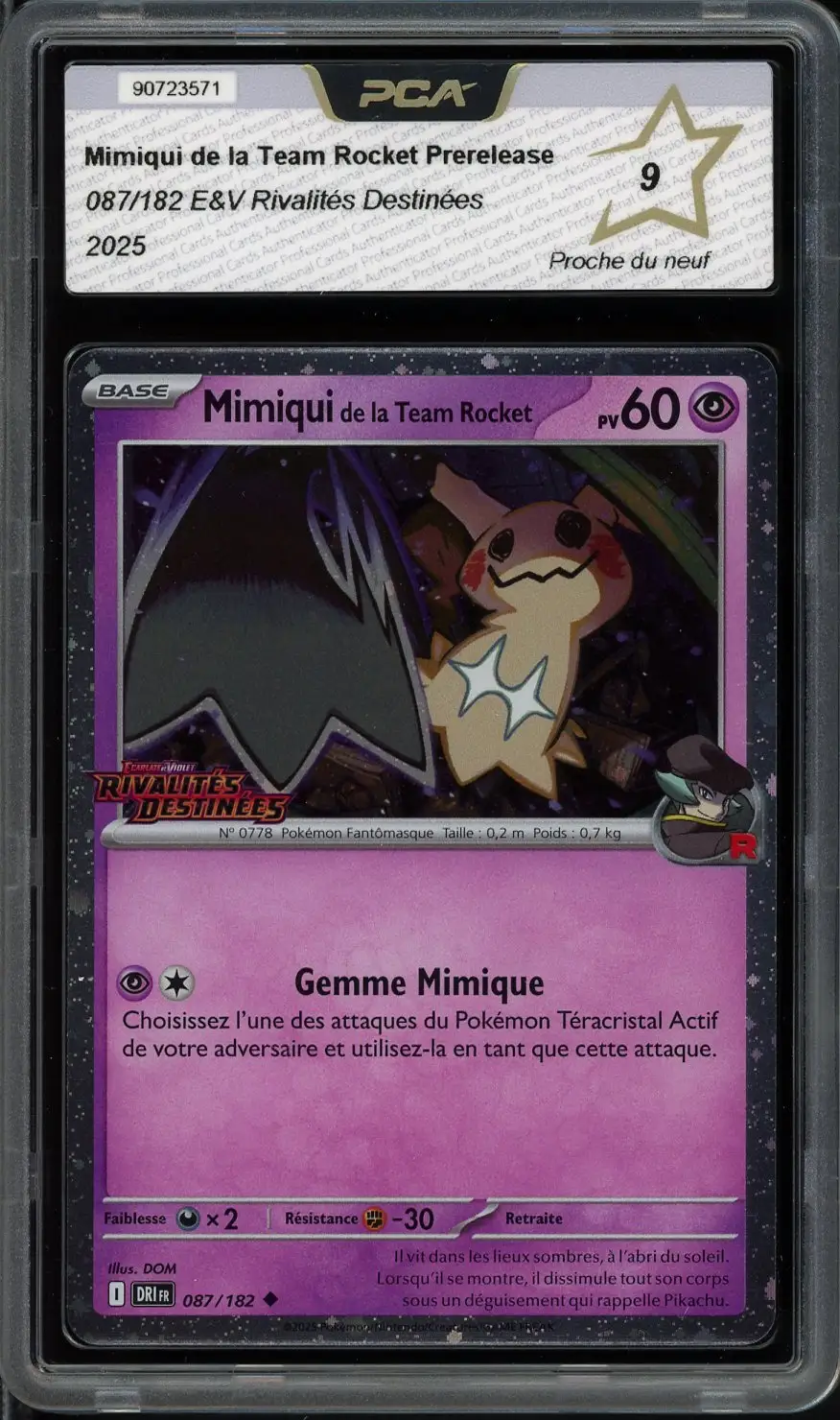 PCA 9 Mimiqui de la Team Rocket Holo Prerelease Staff