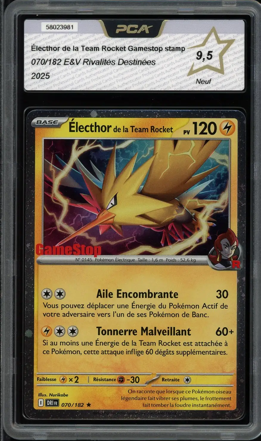 PCA 9.5 Électhor de la Team Rocket Holo Stamp