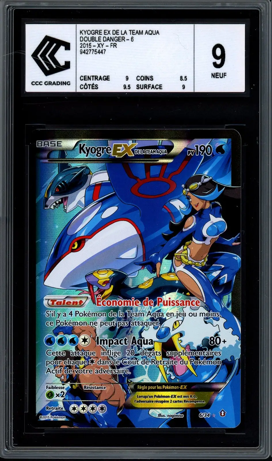 PSA 8 Kyogre Gold Star