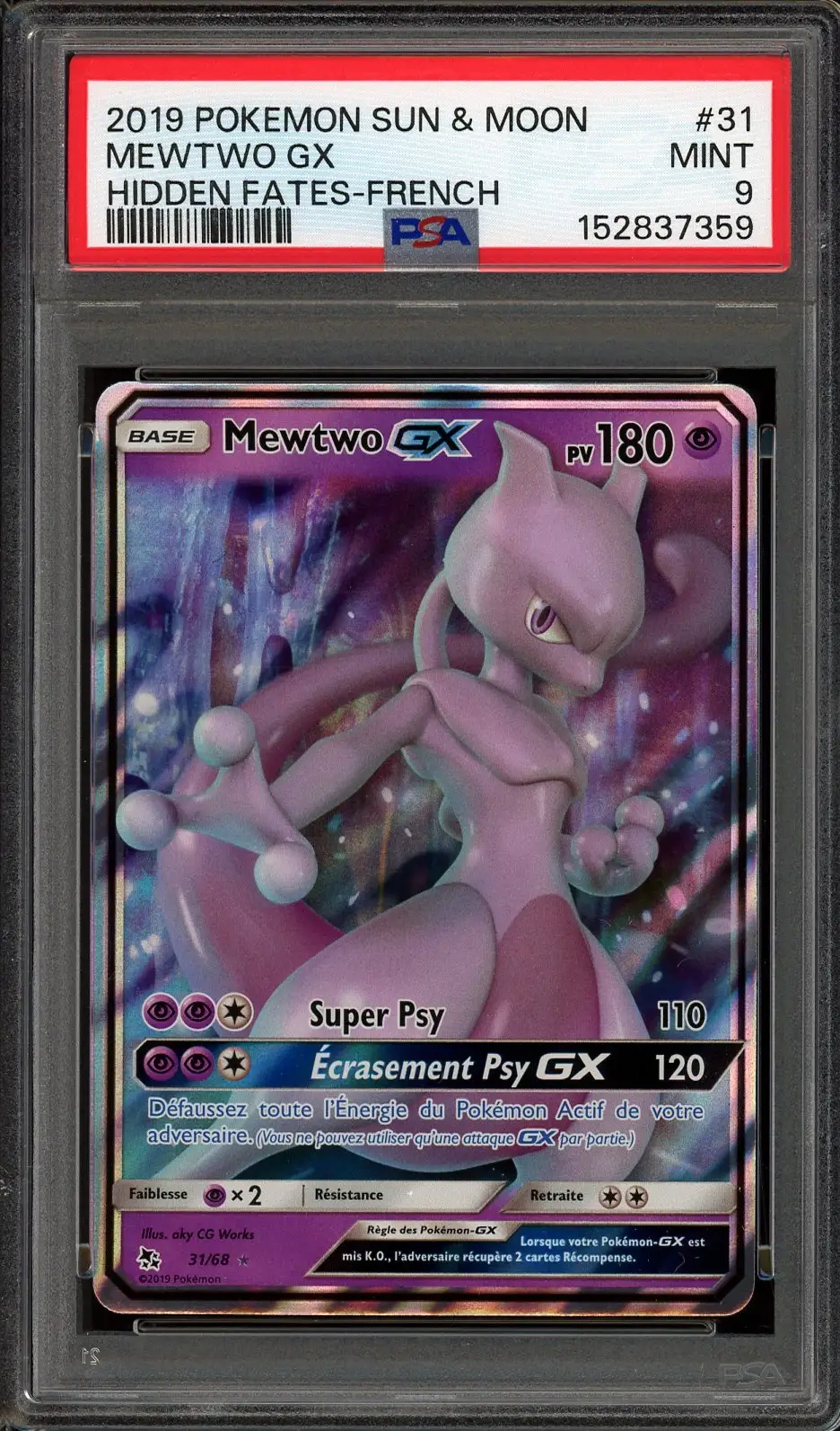 PSA 9 Mewtwo Gx