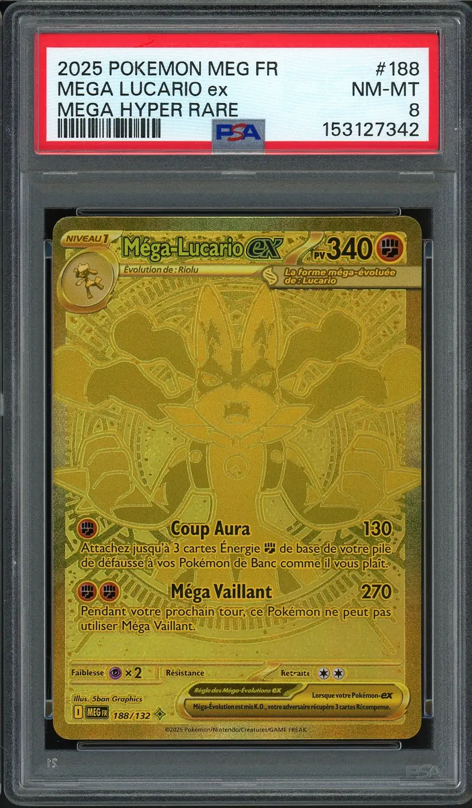 PSA 8 Méga-Lucario Ex Gold