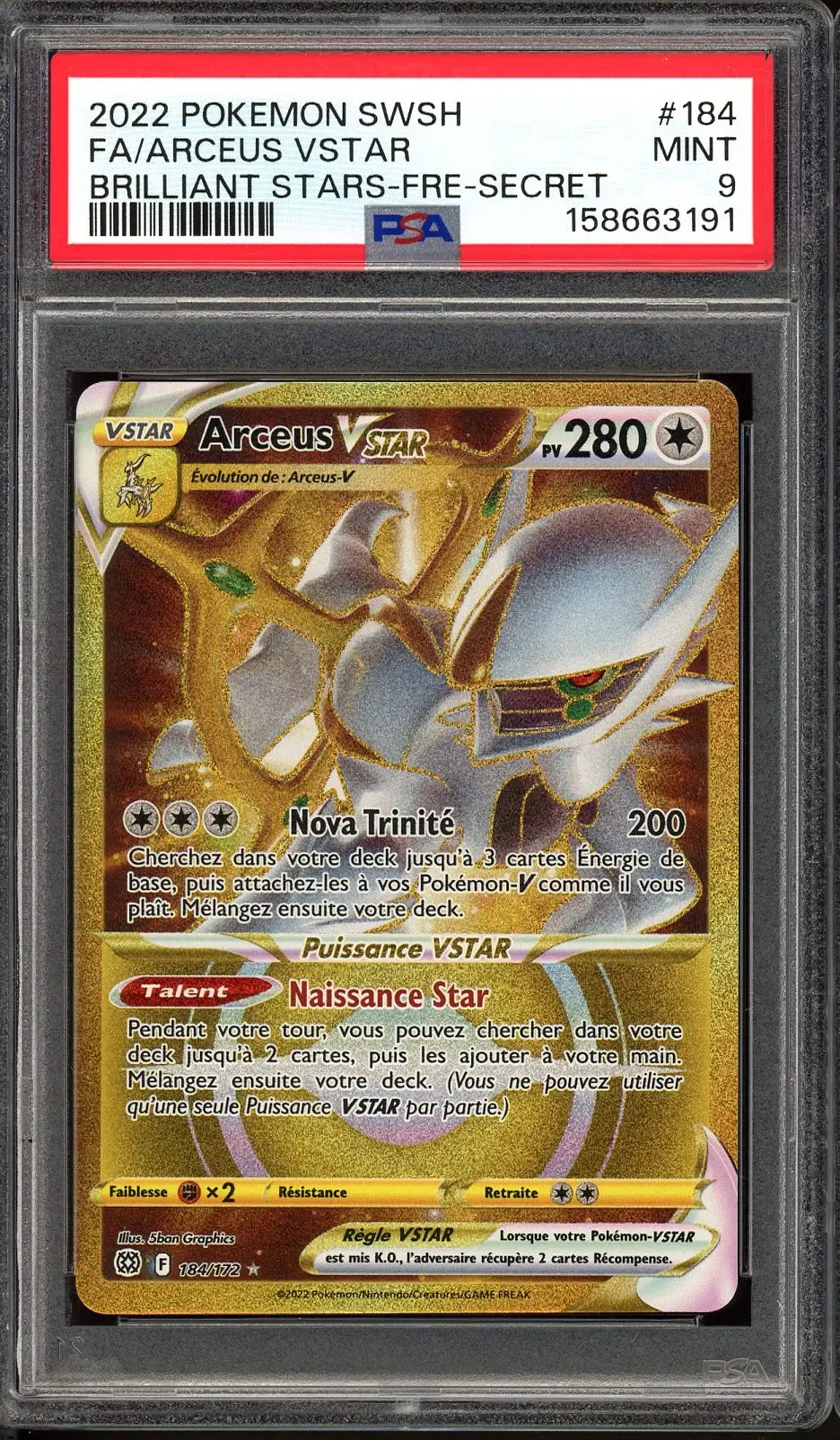 PSA 9 Arceus VStar Gold