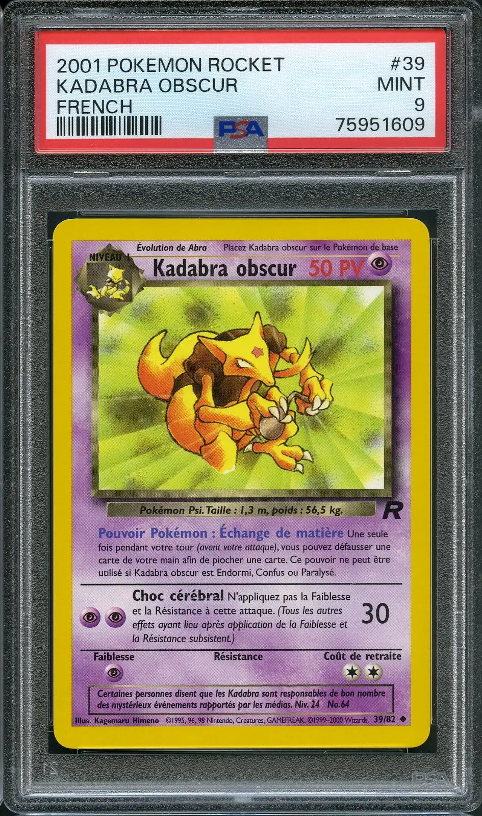 PSA 9 Kadabra Obscur