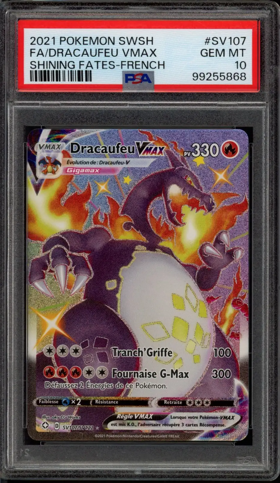 PSA 10 Dracaufeu VMax Shiny