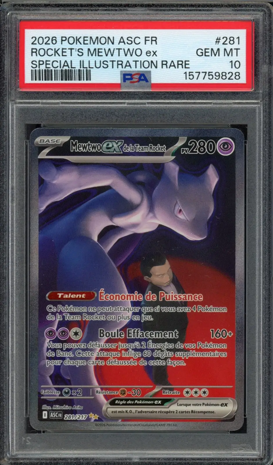 PSA 10 Mewtwo Ex de la Team Rocket